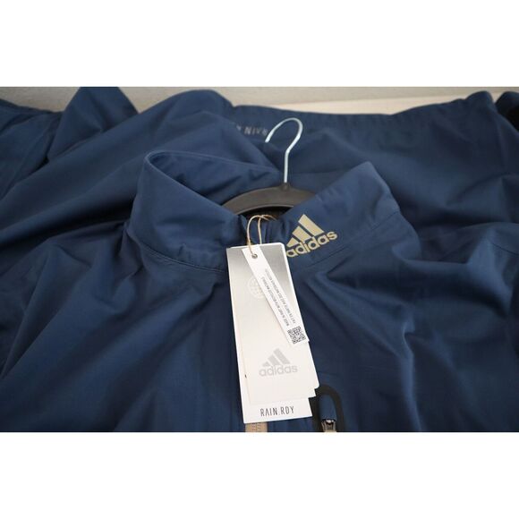 Adidas HN4129 Men's Sz XL Crew Navy Blue RAIN.RDY 1/2 Zip Golf Rain Jacket - Picture 3 of 10